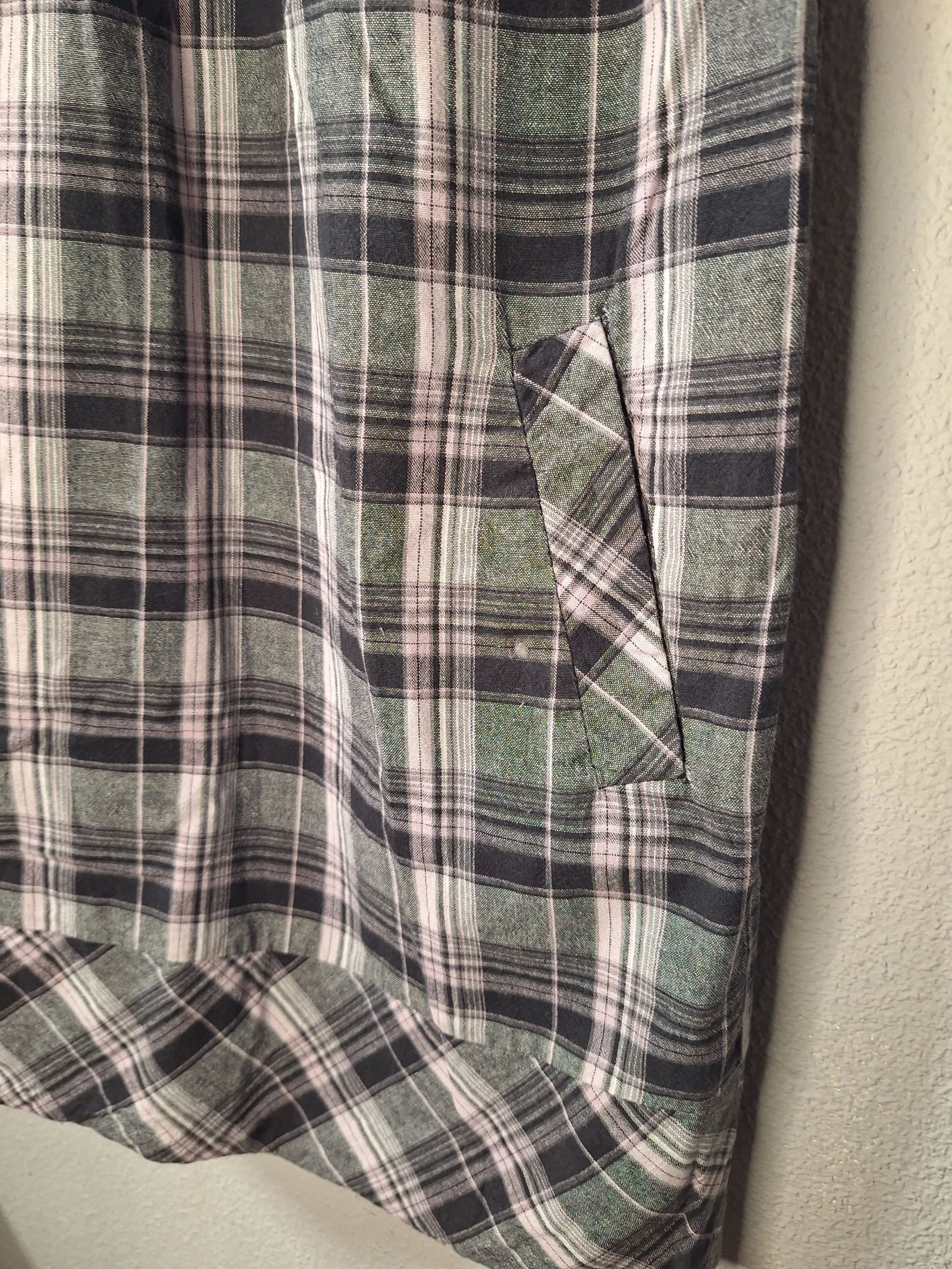 Y2K White Dress Size M 100% Cotton Plaid with Pockets – photo 2